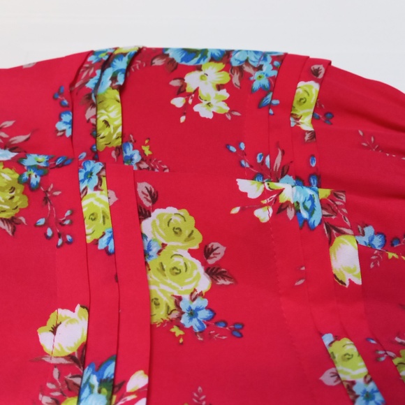 Red Floral Sleeveless Dress S - Picture 3 of 5